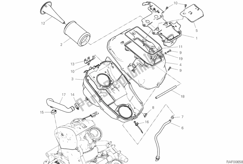 Tutte le parti per il Presa D'aria - Sfiato Olio del Ducati Hypermotard 950 SP 2019